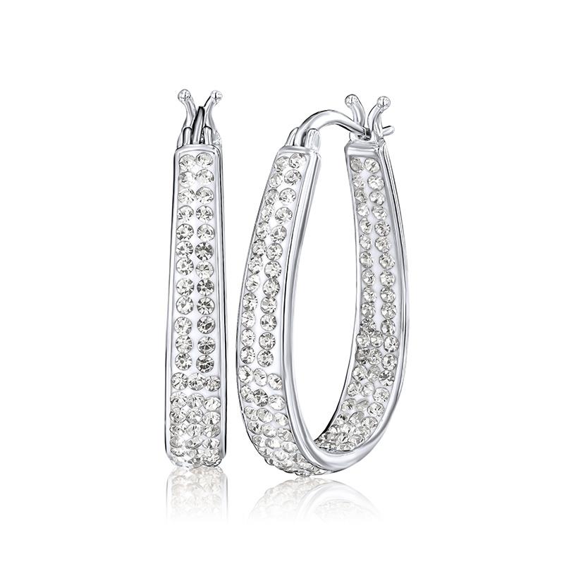 Inside & Out White Crystal Hoop Earrings